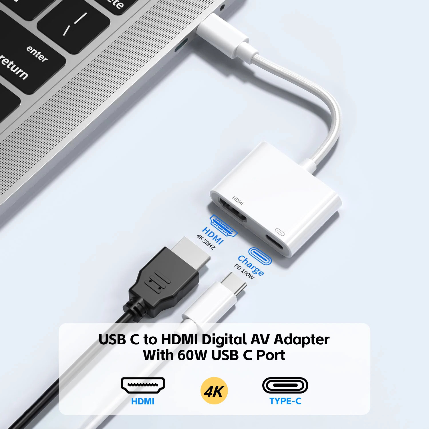 三蓁sajam type-c转hdmi+PD转换器